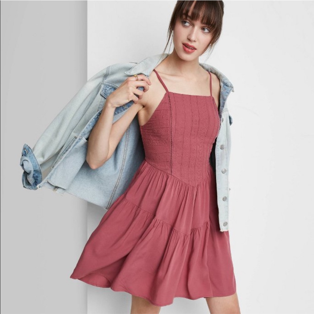 Wild Fable Target Embroidery Tiered Skater Dress